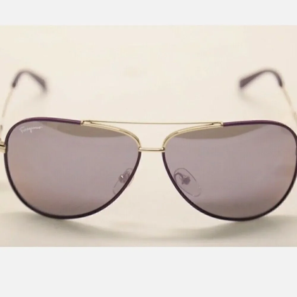 Salvatore Ferragamo Aviator Sunglasses Sf131s 736 Light Gold/purple 60mm…